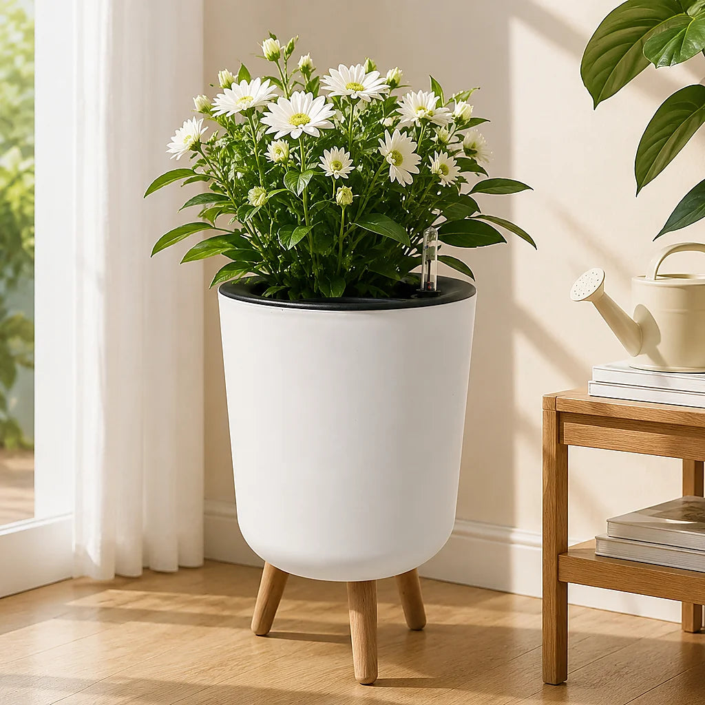 Modern Self Watering Raised Planter With Water Level Indicator