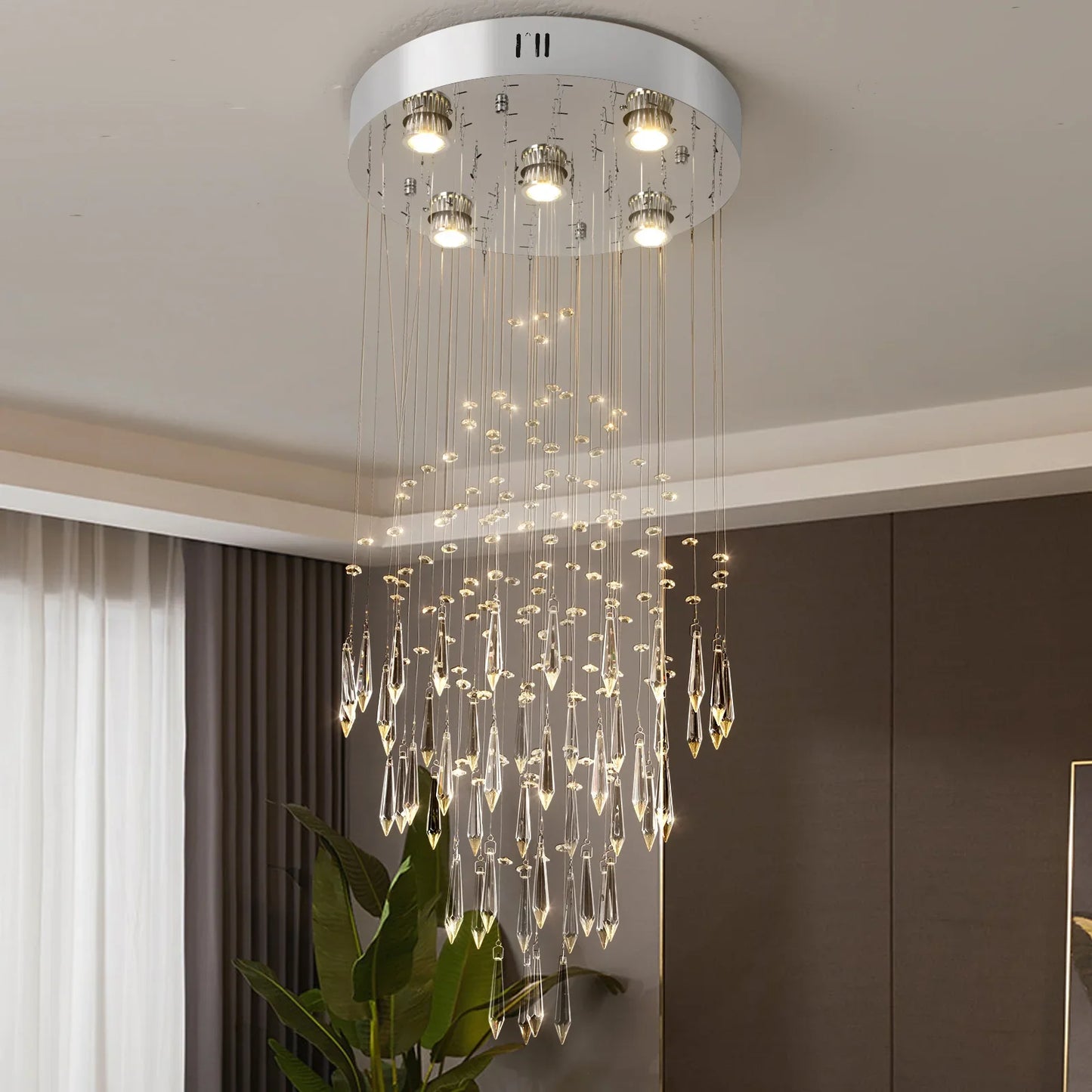 Raindrop Led Crystal Pendant Light Modern Luxury Chandelier Living Dining Room Ceiling Lamps House Decor Lustre Hanging Fixtures