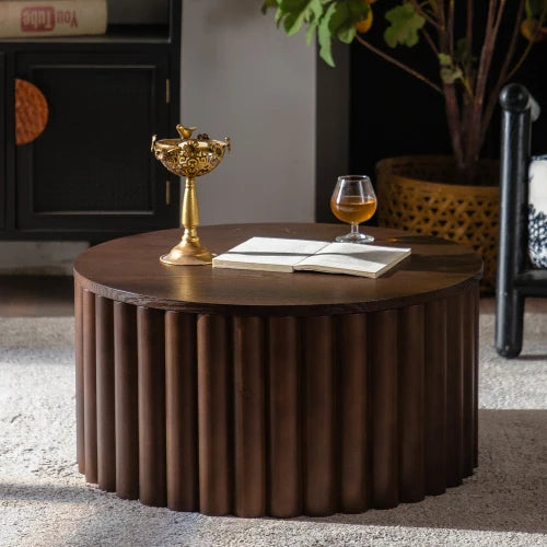 Handcrafted Wooden Lifting Round Coffee Table For Living Room