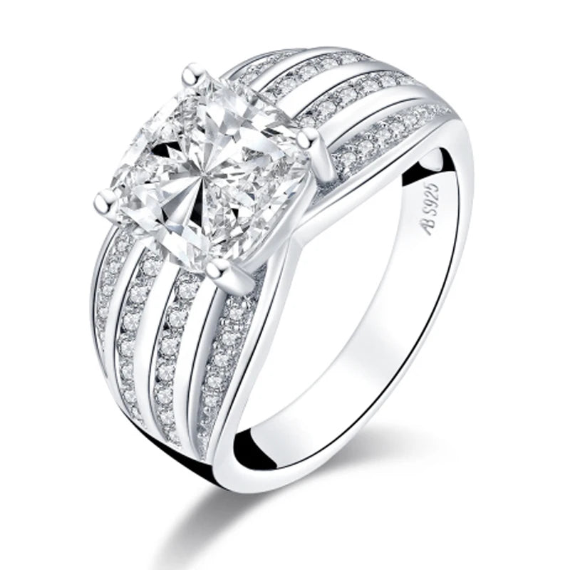 OXTAO Luxury Women Ring Real 925 Sterling Silver Zircon Engagement Ring Wedding Band Jewelry For Bridal Valentine's Day Gift