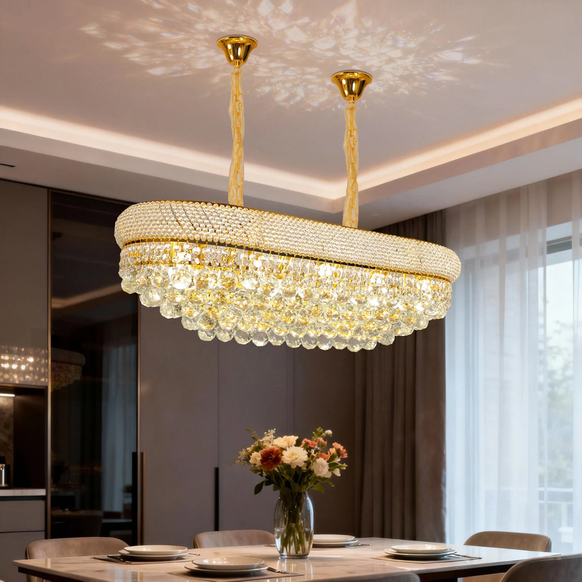 Vrygle 10 Light Rectangular Crystal Chandelier Ceiling Light