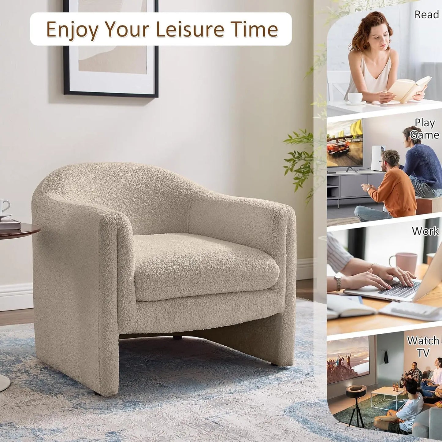 31.2" Accent Chair, Modern Upholstered Living Room Chairs, Comfy Single Sofa Chair for Office, Bedroom, Waiting, Customized