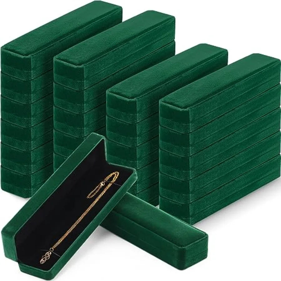 24 Pcs Velvet Bracelet Box Bulk Mother's Day Jewelry Chain Necklace Box Bracelet Storage Case Long Jewelry Case for Wedding Dis