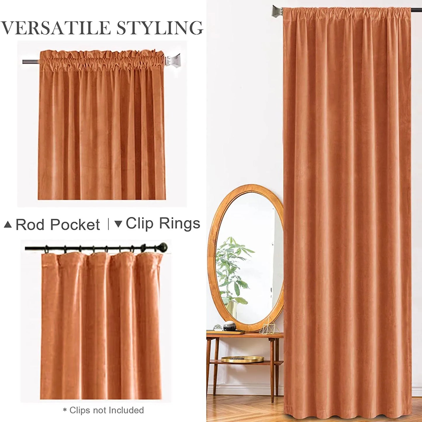 Jinchan Blackout Velvet Curtains Thermal Insulated