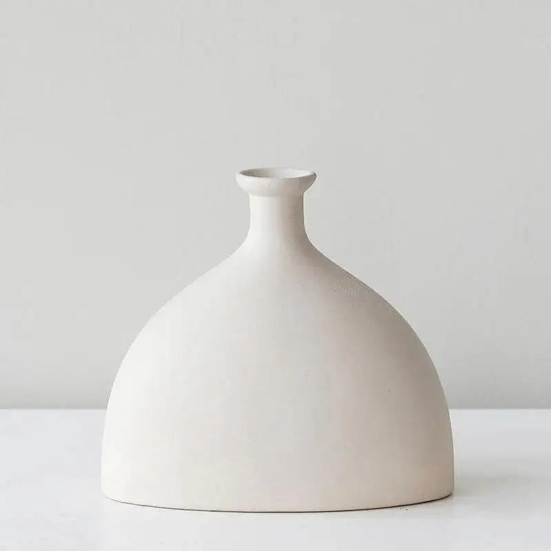 Circular Minimalist Ceramic Vase Handmade Home Decor
