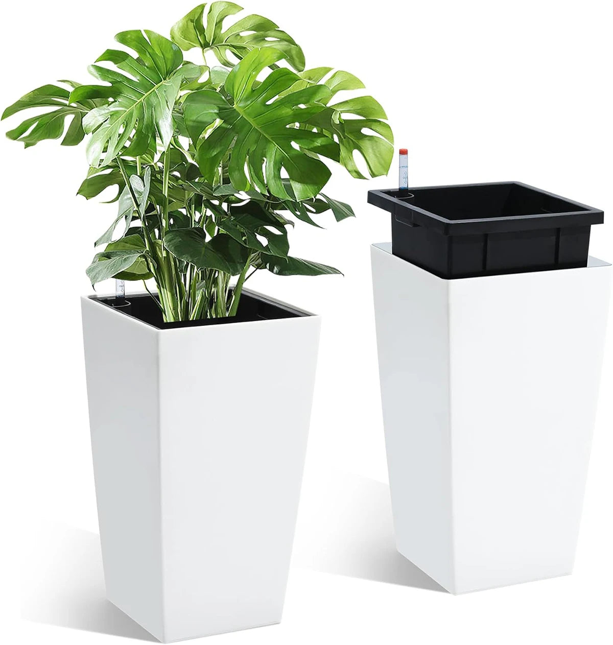 Twister Ck Rectangular Planter Set With Drainage And Water Monitor