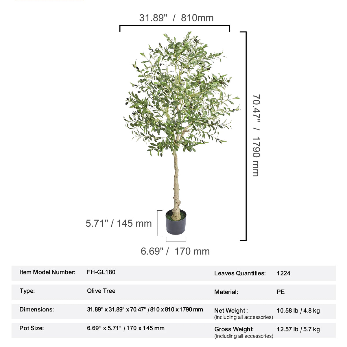 VEVOR 5/6/7/8FT Artificial Tree Tall Faux Ficus Plant with Natural Wood Trunk and Realistic Green Leaves for Home Living Room