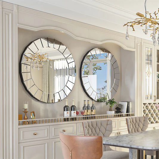 Venetian Style Antique Round Ornate Decorative Mirror for Bedroom Living Room