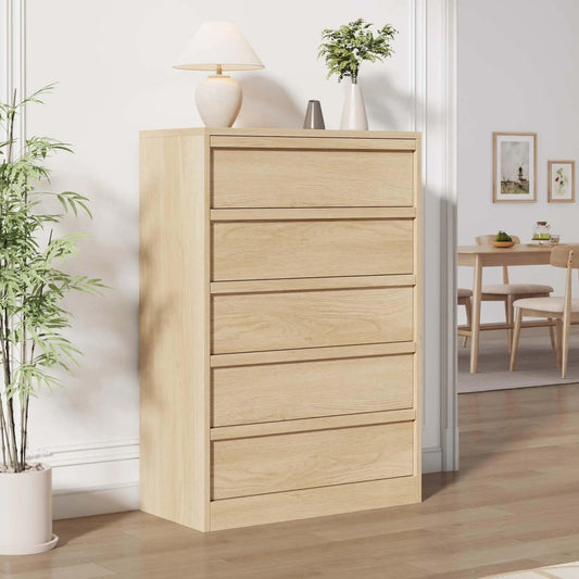5 Drawer Dresser For Bedroom, 43.3in Tall Wooden Storage Chest With Deep Drawers, Modern Closet Cabinet For Living Room Entryway Hallway