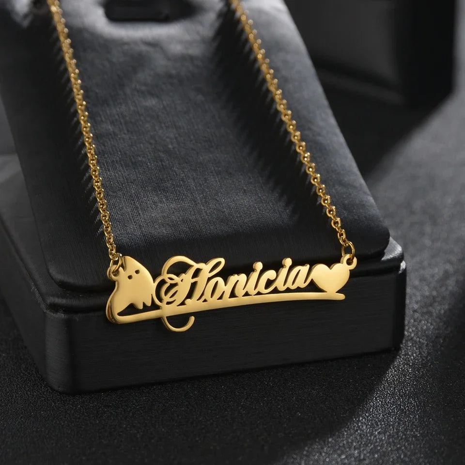 New Custom Name Necklaces Personalized Fashion Stainless Steel Bottom Decoration Pendant Heart Letter for Women Jewelry
