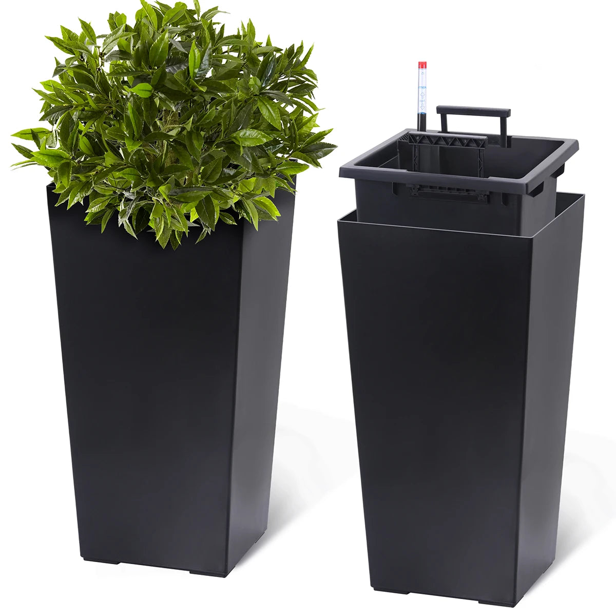 Twister Ck Rectangular Planter Set With Drainage And Water Monitor