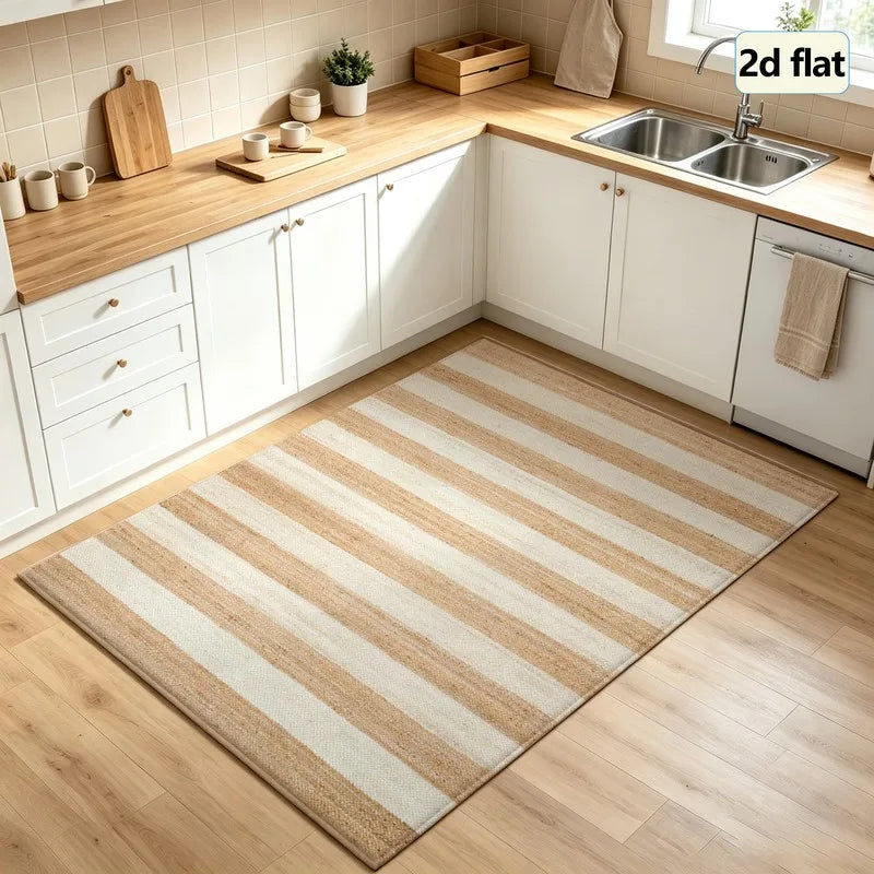 Classic Striped Machine Washable Indoor Area Rug for Home