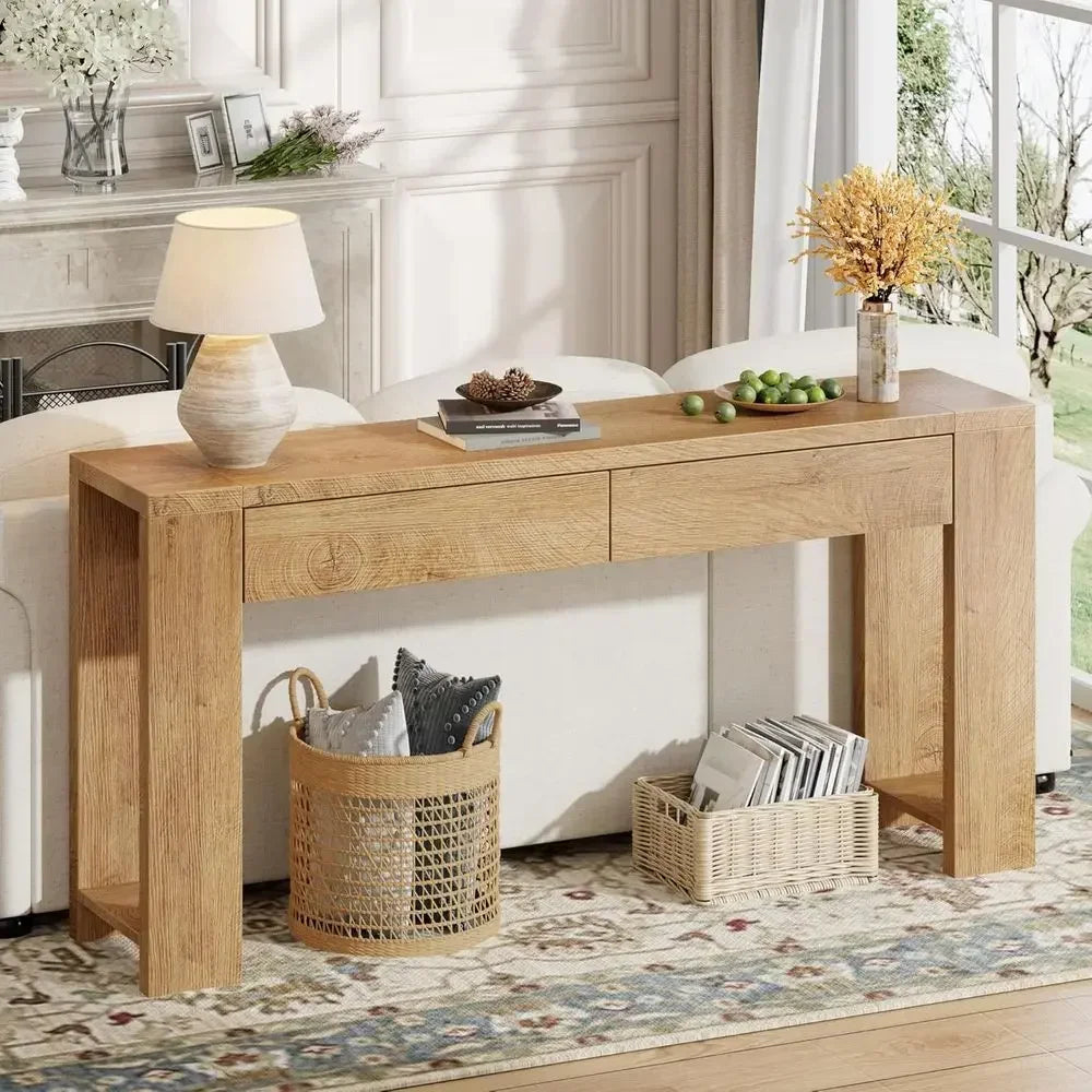 60 inch Long Entryway ole Table with Ders, armhouse Soa Table Behind Couch, Entrance Accent Table or Hallway, Living Room, oyer,