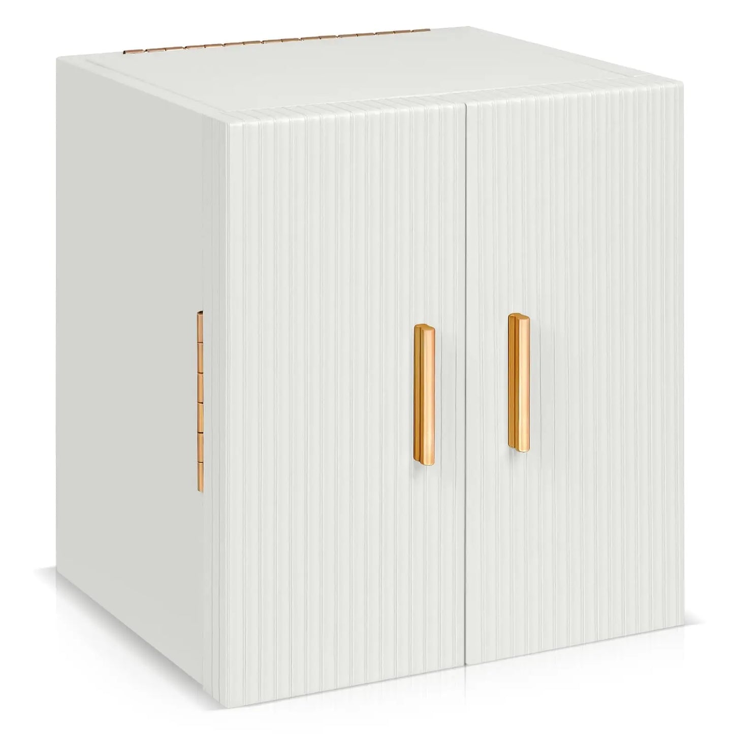 Dajasan Large Jewelry Box Organizer, Jewelry Storage Organizer with 3 Drawers, Huge Jewelry Box with Mirror for Women Girls, Double Door, Textured PU Leather, Gift Idea, Stylish (White + Gold)