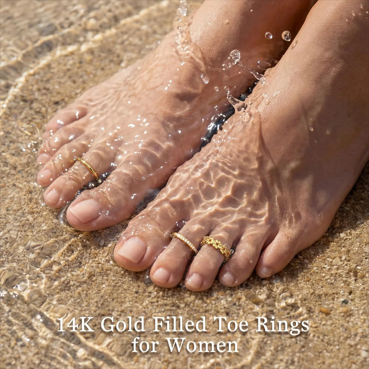 Drperfect 14K Gold Filled Adjustable Flower CZ Toe Rings