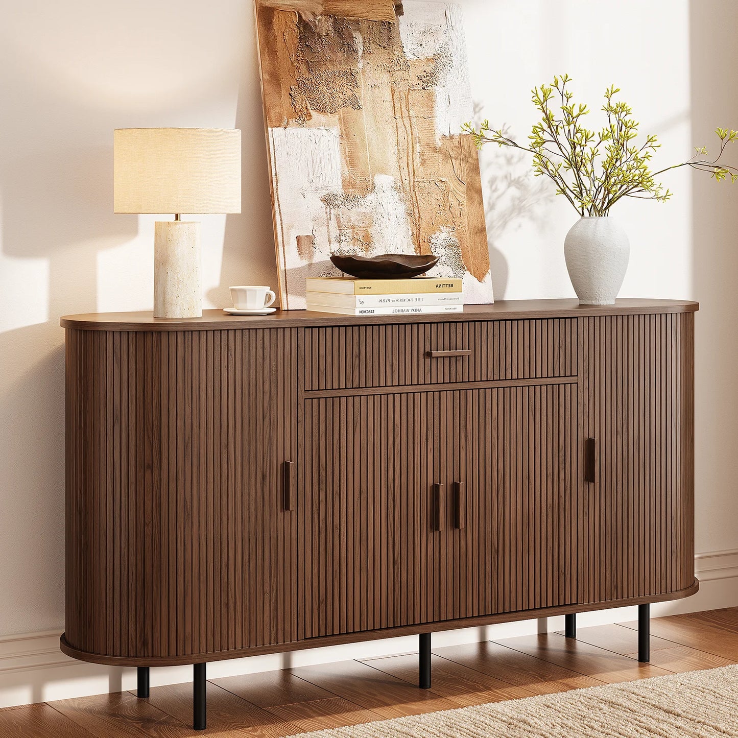 Sideboard Buffet Cabinet With Storage, Versatile Design Sideboard, Wood Kitchen Cabinets Coffee Bar Cabinet For Kitchen