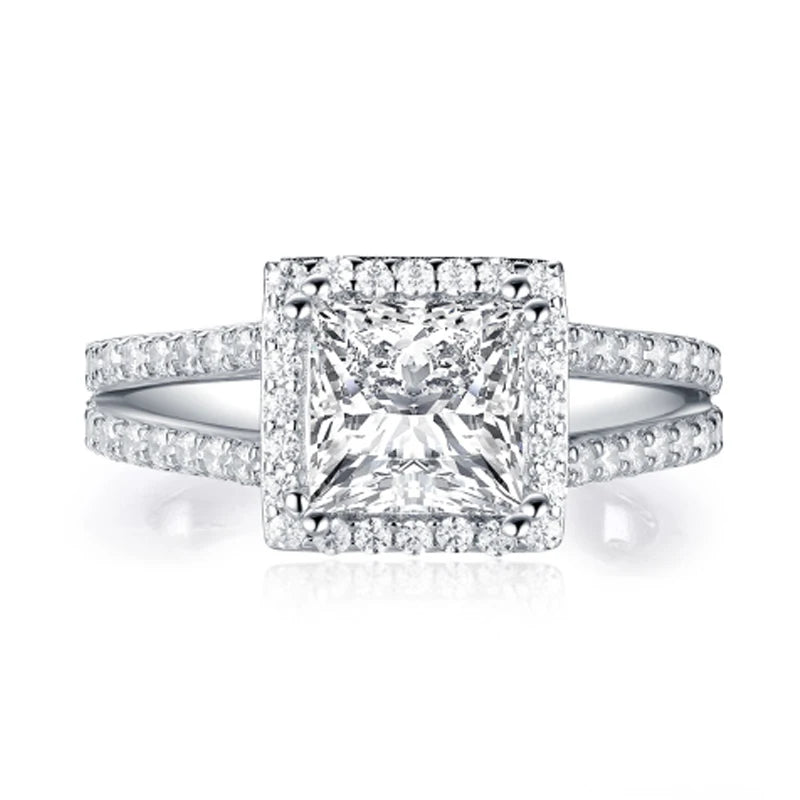 OXTAO Luxury Women Ring Real 925 Sterling Silver Zircon Engagement Ring Wedding Band Jewelry For Bridal Valentine's Day Gift