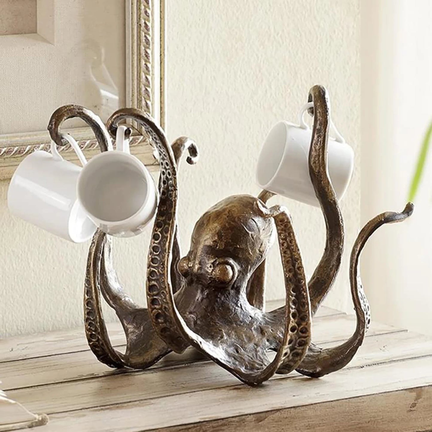 Octopus Cup Holder Resin Rack for Kitchen and Bathroom Decor