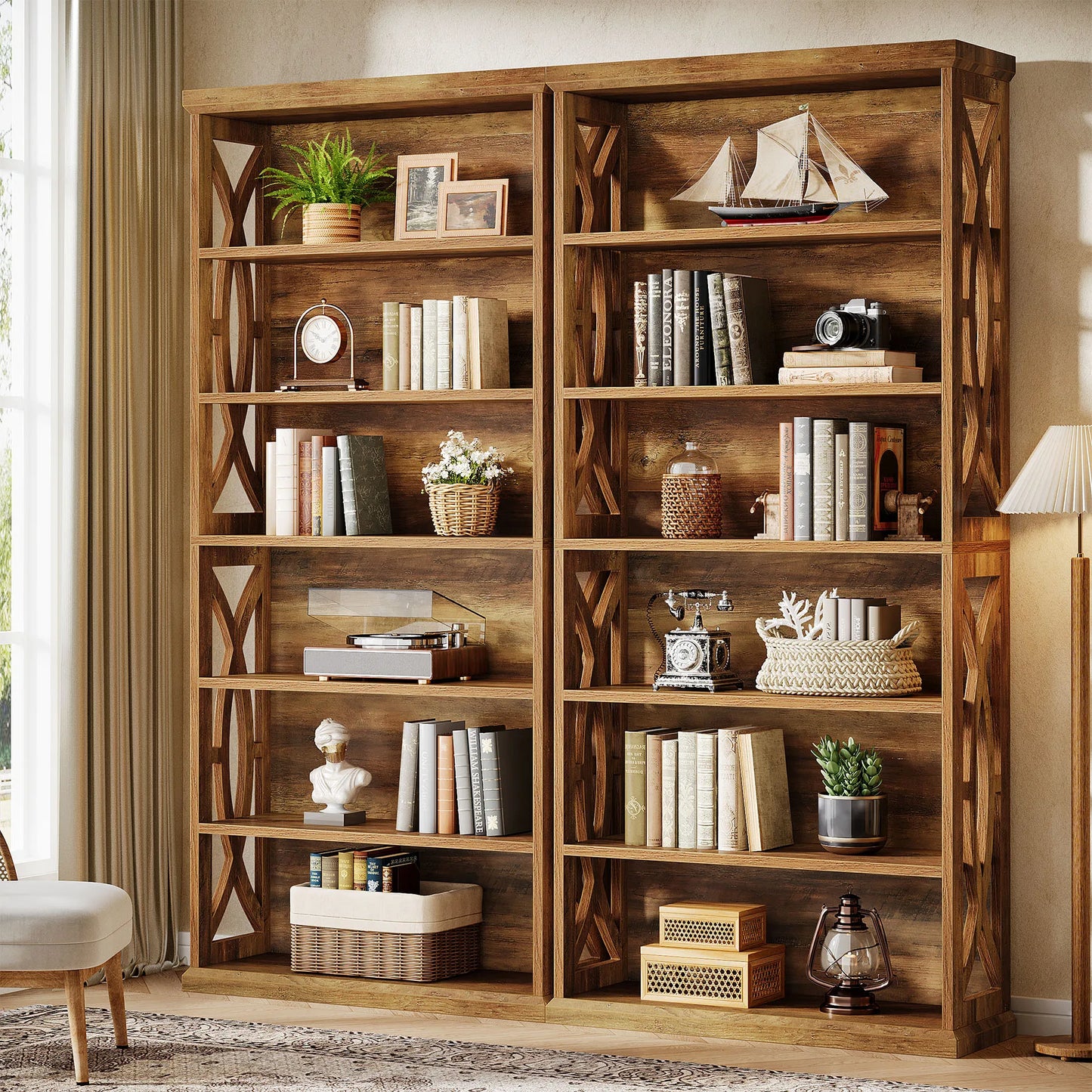 Tribesigns 6-Tier Bookshelf, 71 Inches Tall Freestanding Bookcase, Large Industrial Bookshelves Display Shelves