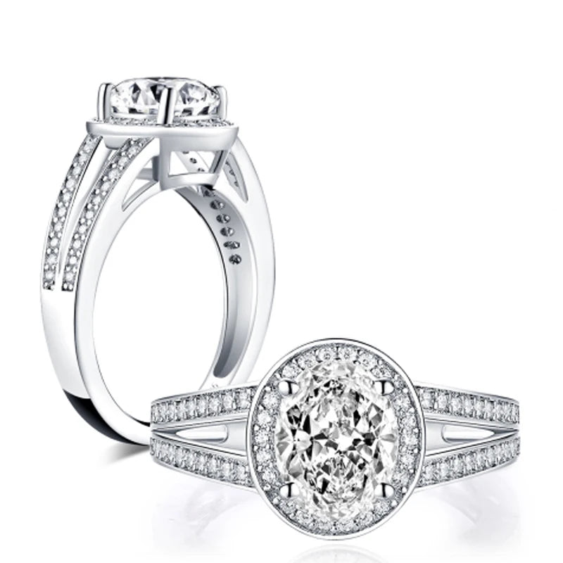 OXTAO Luxury Women Ring Real 925 Sterling Silver Zircon Engagement Ring Wedding Band Jewelry For Bridal Valentine's Day Gift