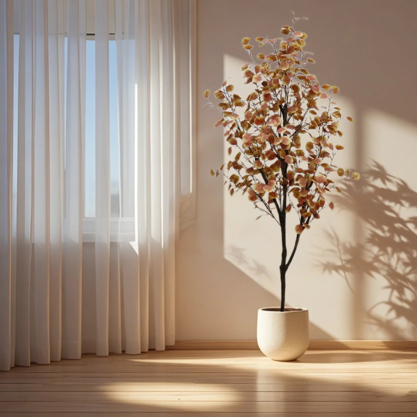 HiMISS Artificial Fall Eucalyptus Tree in Pot for Home Decor