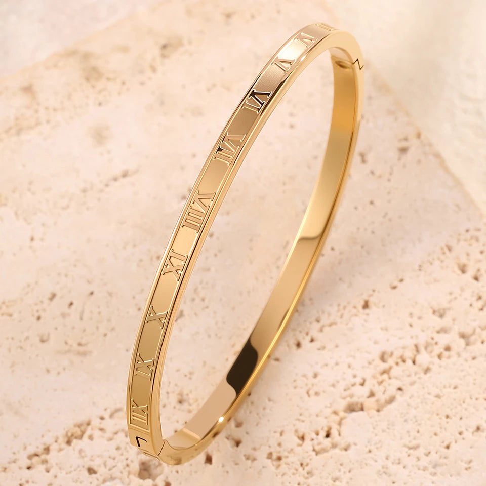 Sparkling Zirconia Inlaid Stainless Steel Bracelet Set For Women