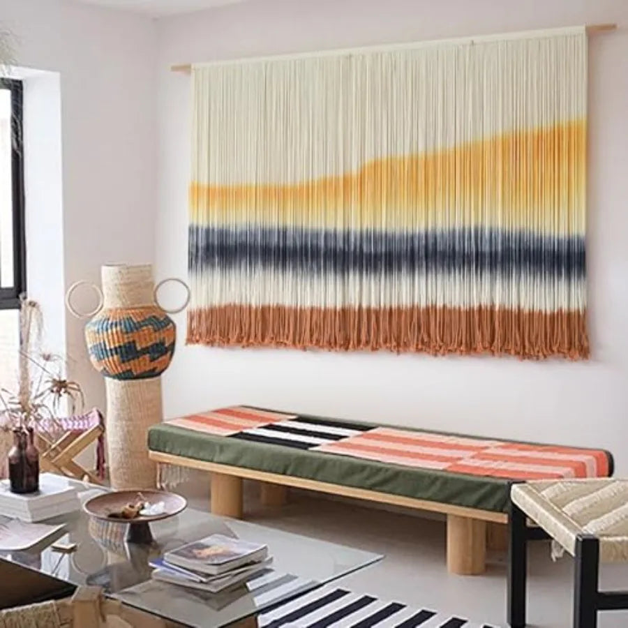 Macrame Wall Hanging Dip Dyed Coastal Tapestry Boho Decor