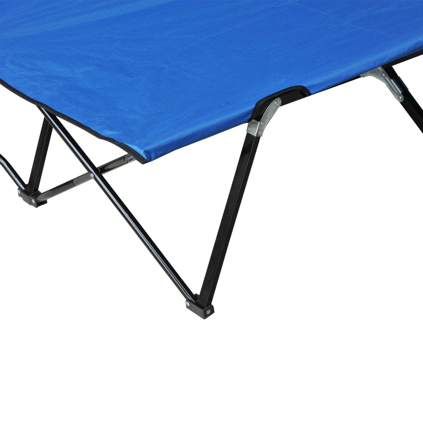 Outdoor Double Camping Cot Foldable Bed W/ Portable Travel Bag, 300 Lbs., Blue