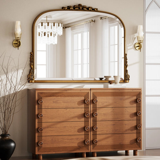 BEAUTYPEAK Arched Vanity Mirror Vintage Decor Wall Mounted