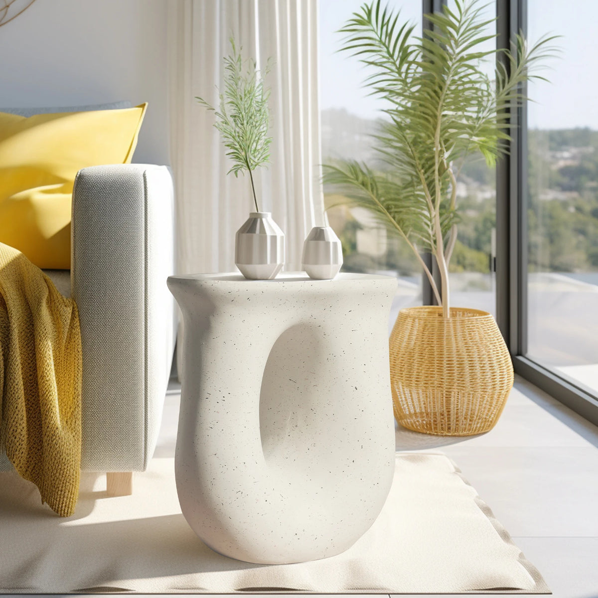 Wisfor Modern Oval Pedestal Side Table For Home Decor
