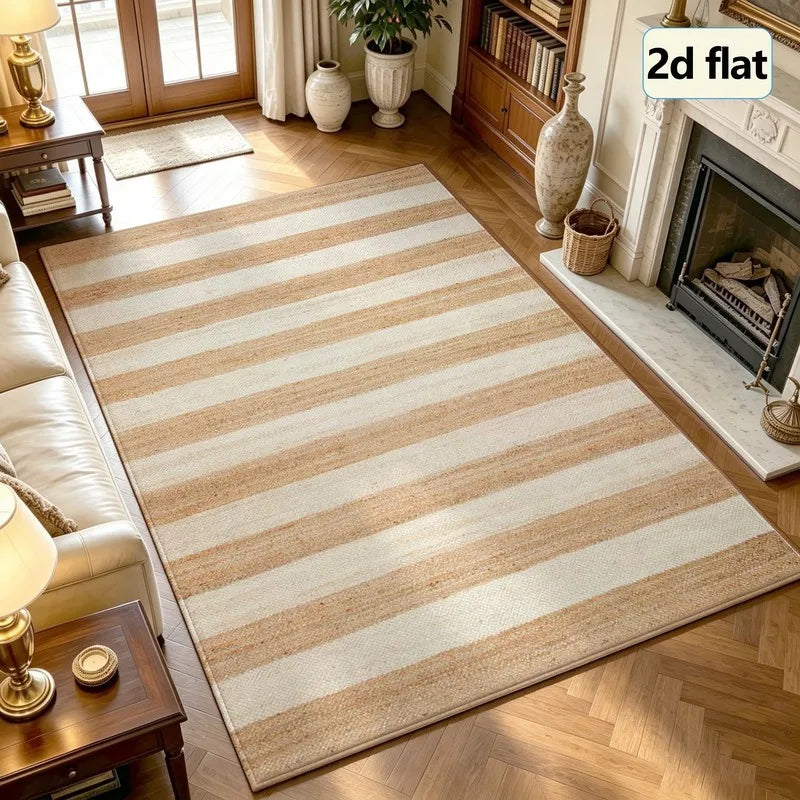 Classic Striped Machine Washable Indoor Area Rug for Home