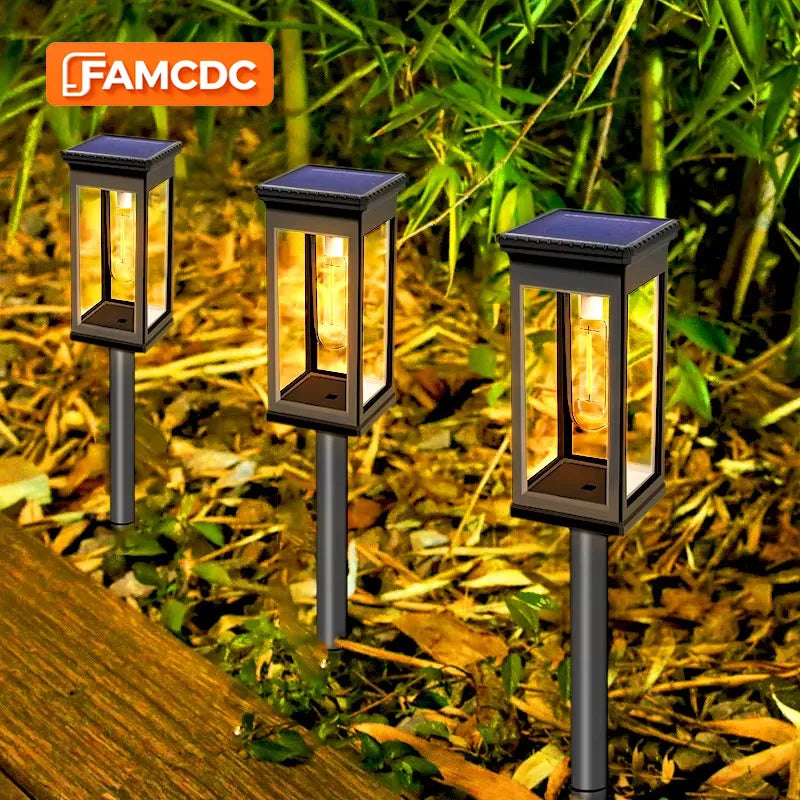 FAMCDC Solar Pathway Lights Auto On Off Waterproof Landscape Lighting