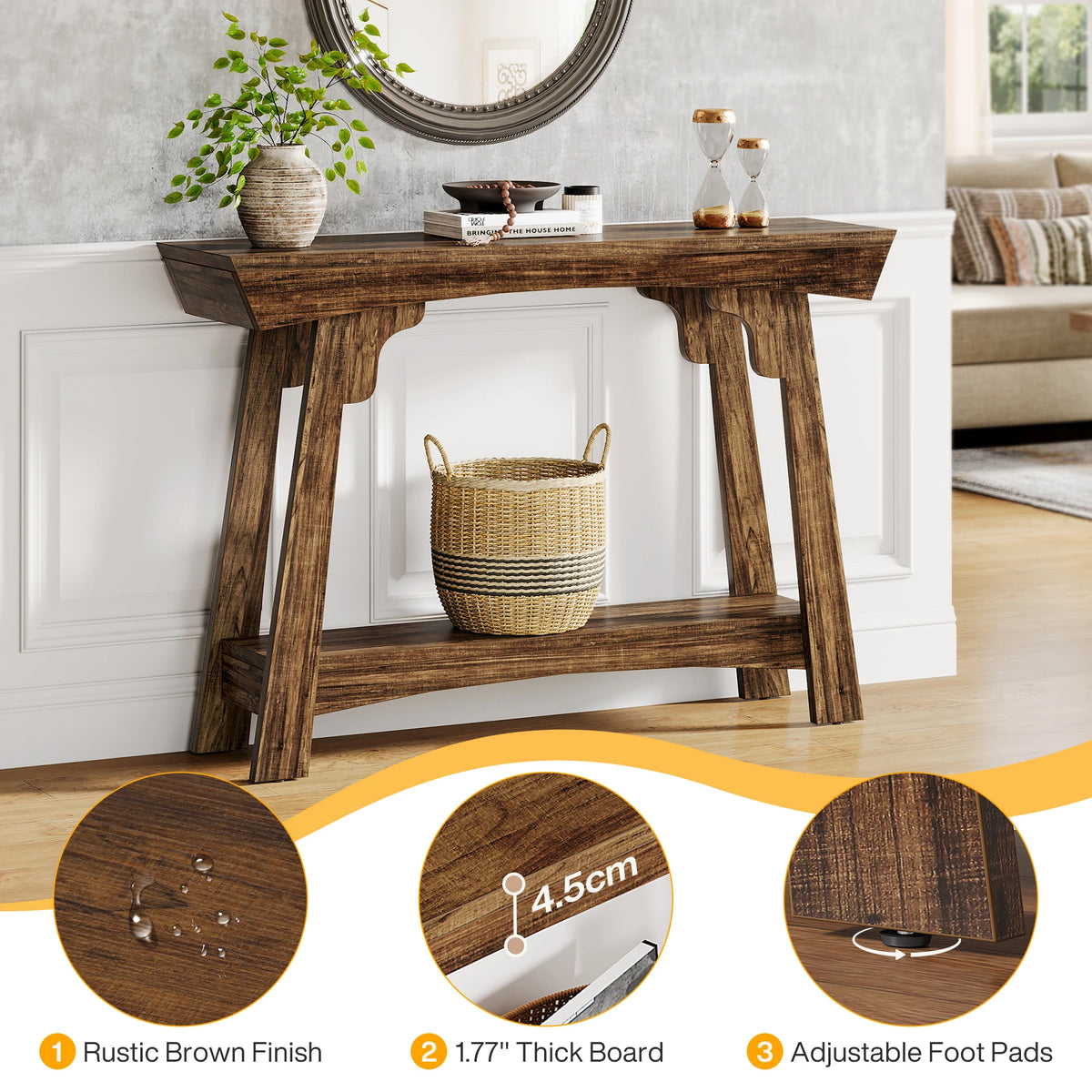 Tribesigns Farmhouse Console Table With Two-Tier Storage Shelf