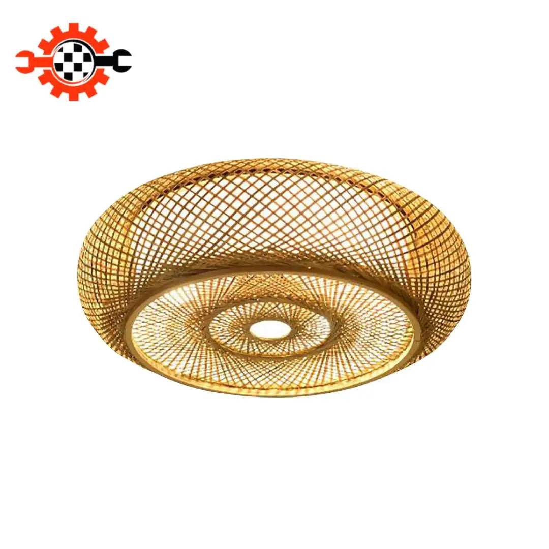50cm Bamboo Woven Ceiling Light - 48W LED Drum Pendant Lamp, E26 Base for Living Room/Bedroom, 110V Natural Style