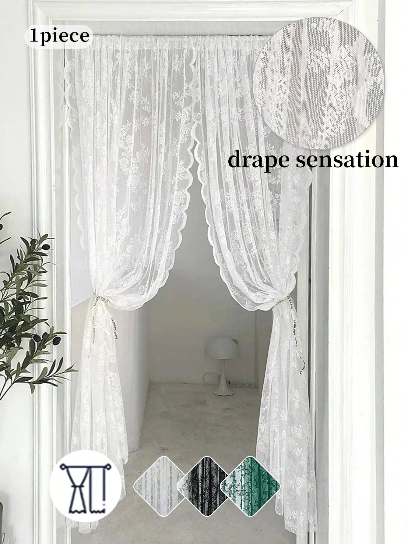 Vintage Embroidered Floral Chiffon Lace Curtain For Living Room