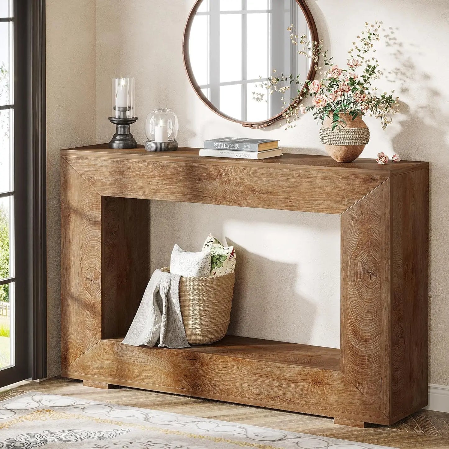 Tribesigns 47" Farmhouse Console Table with Storage, Industrial Hallway Sofa Table for Entryway, Living Room