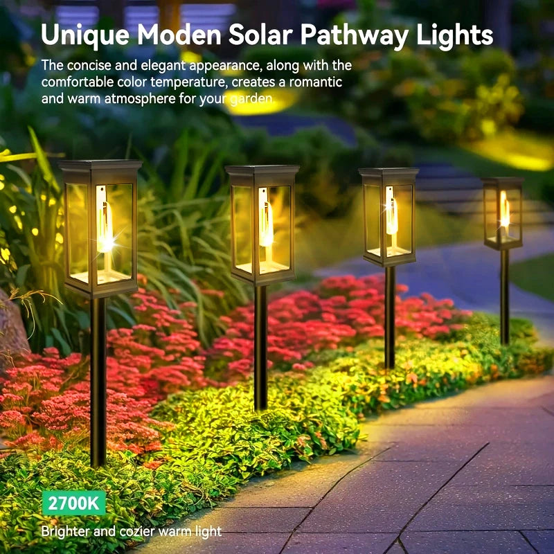 FAMCDC Solar Pathway Lights Auto On Off Waterproof Landscape Lighting