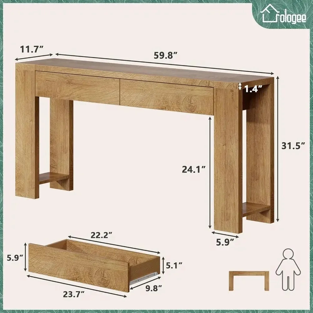 60 inch Long Entryway ole Table with Ders, armhouse Soa Table Behind Couch, Entrance Accent Table or Hallway, Living Room, oyer,