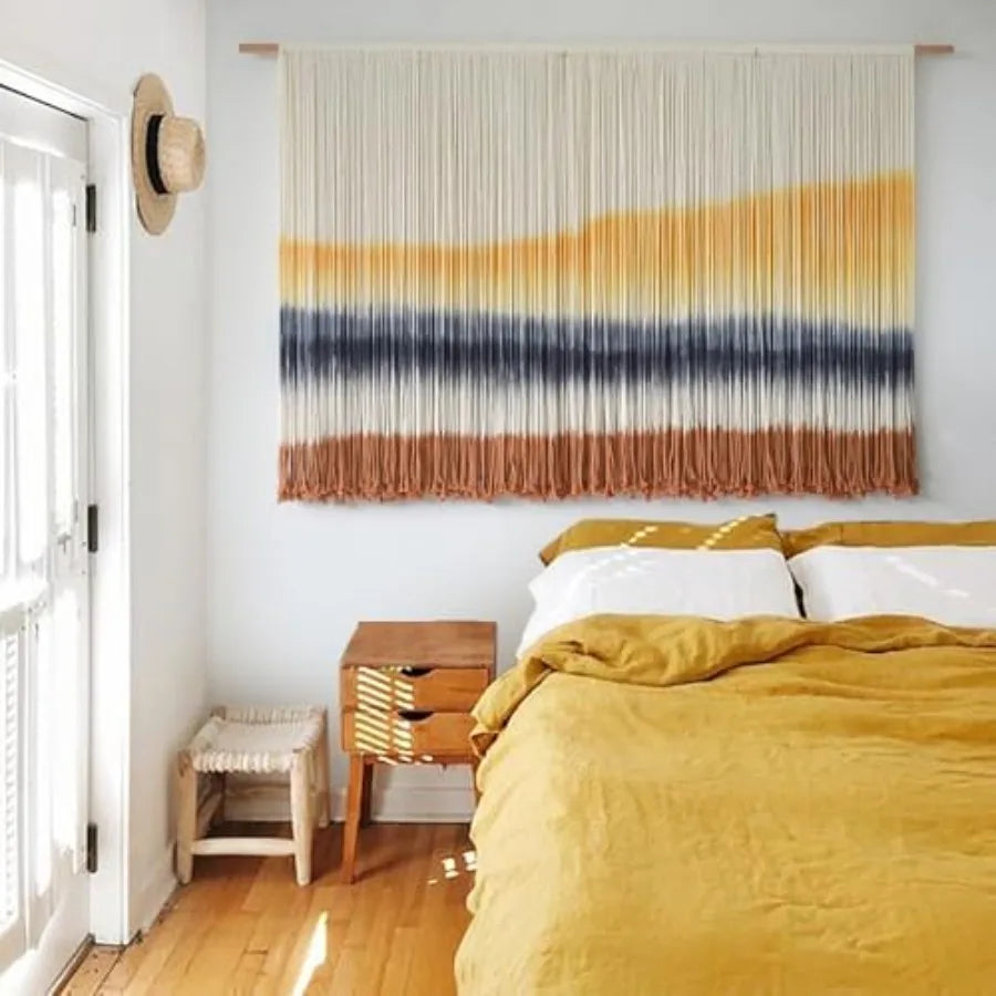 Macrame Wall Hanging Dip Dyed Coastal Tapestry Boho Decor