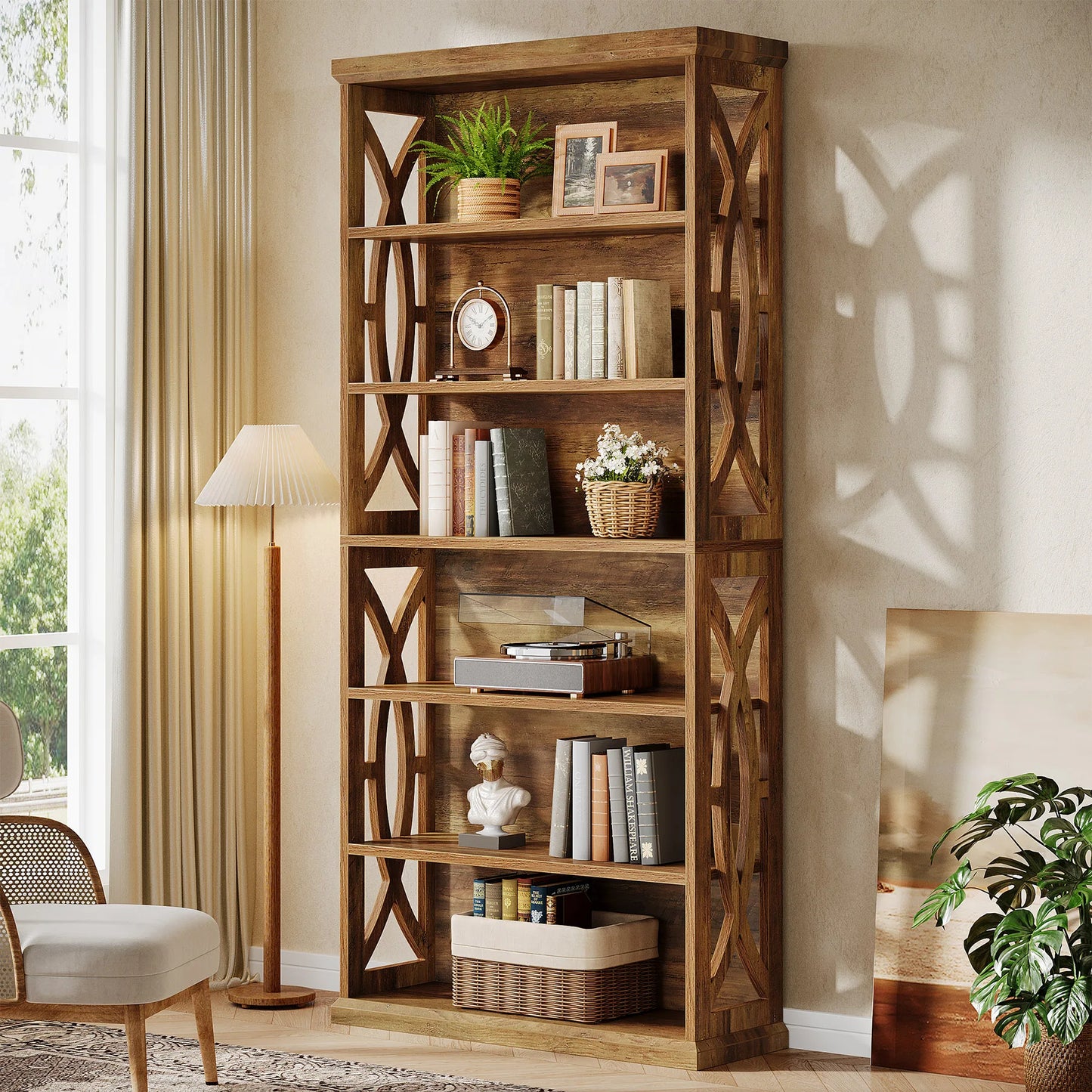 Tribesigns 6-Tier Bookshelf, 71 Inches Tall Freestanding Bookcase, Large Industrial Bookshelves Display Shelves