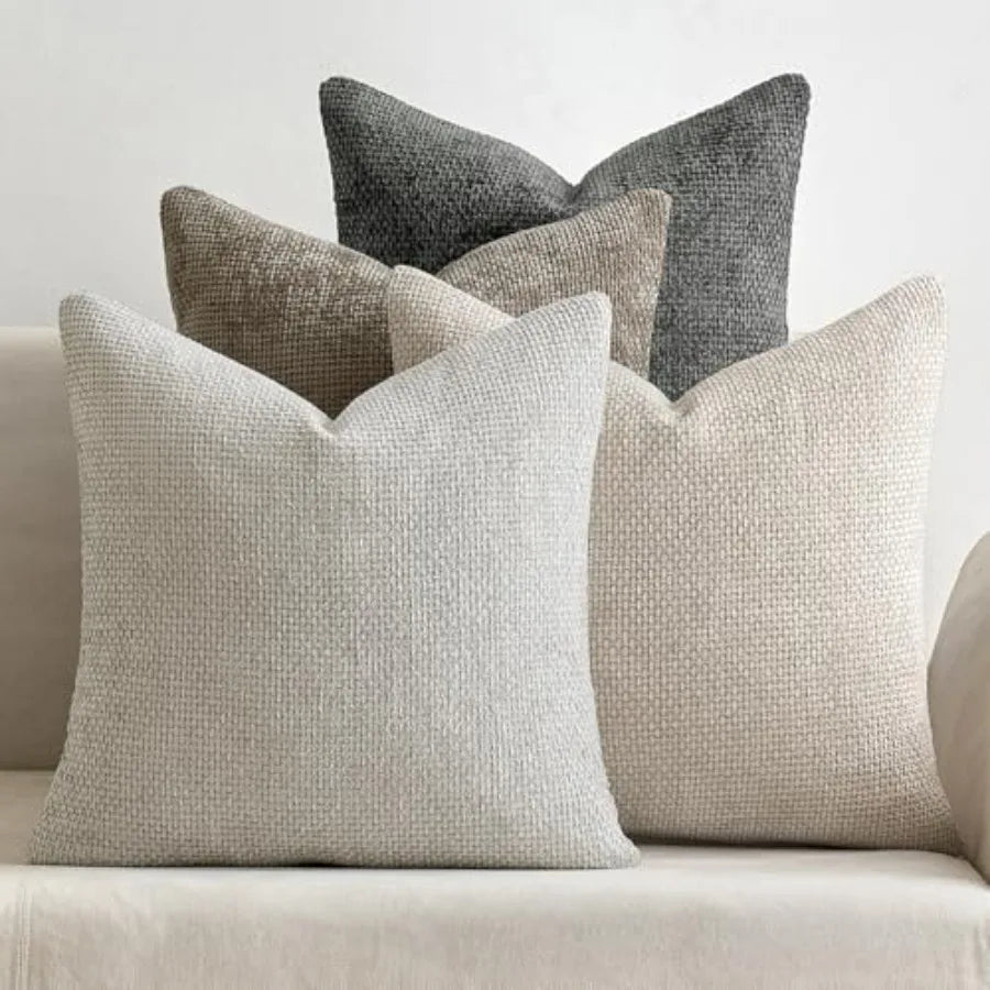 Pack Of 4 Chenille Throw Pillow Covers Farmhouse Boho Chic