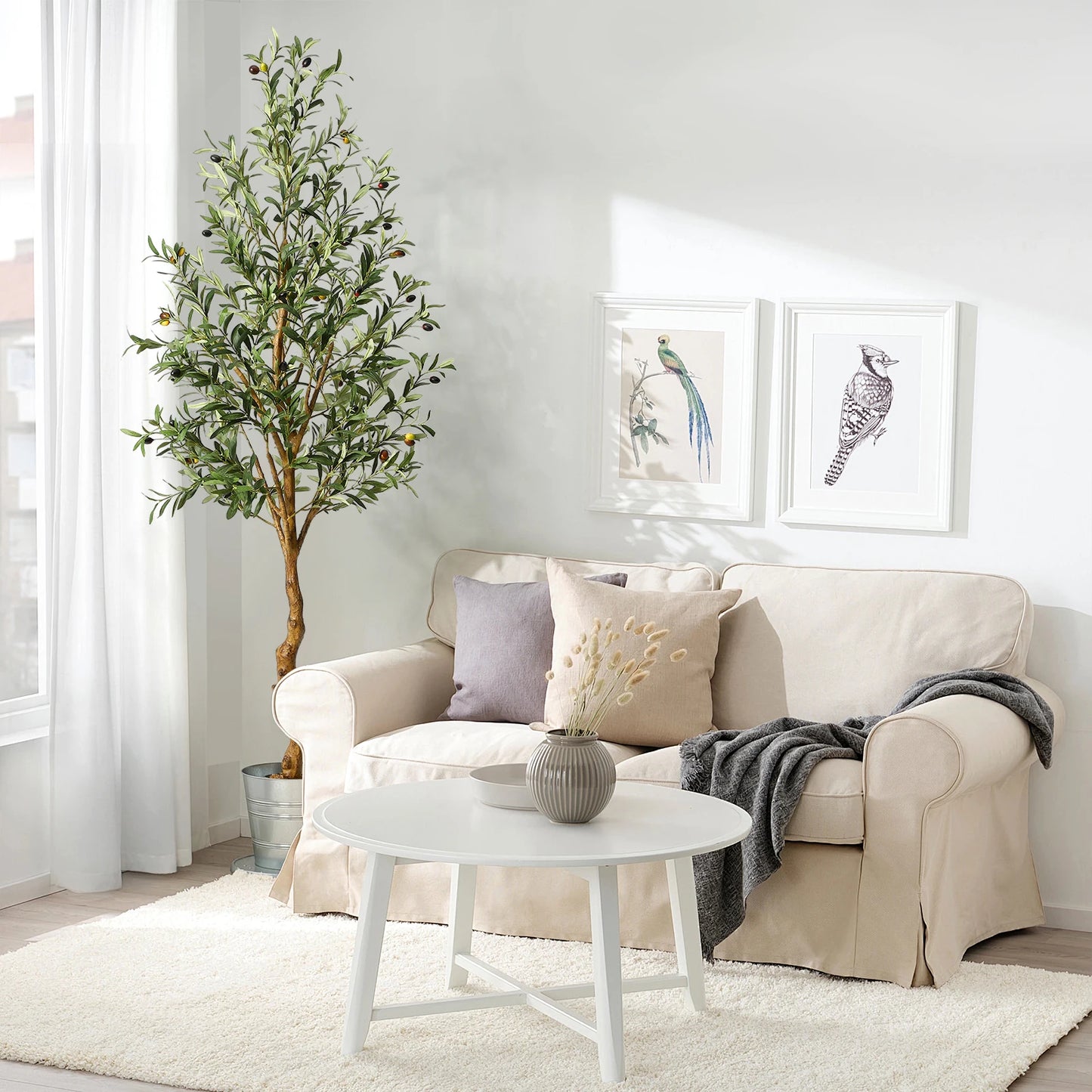 1Pc/2Pcs Artificial Olive Tree 4ft / 5ft / 6ft, Large Artificial Plants Fake Plastic Plants in Pot for Home Bedroom Decor