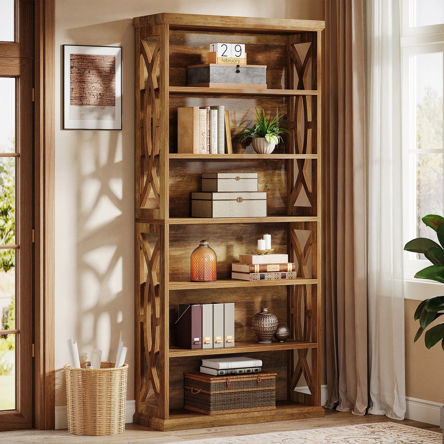Tribesigns 6-Tier Bookshelf, 71 Inches Tall Freestanding Bookcase, Large Industrial Bookshelves Display Shelves