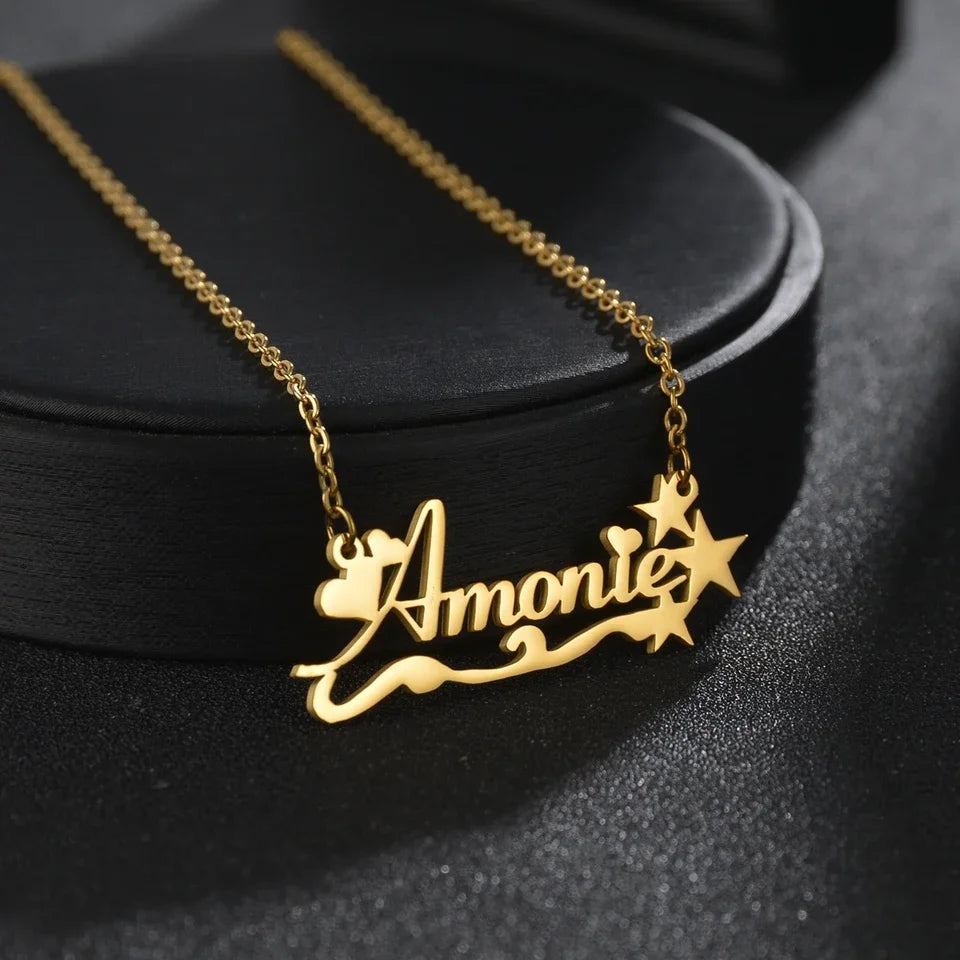 New Custom Name Necklaces Personalized Fashion Stainless Steel Bottom Decoration Pendant Heart Letter for Women Jewelry