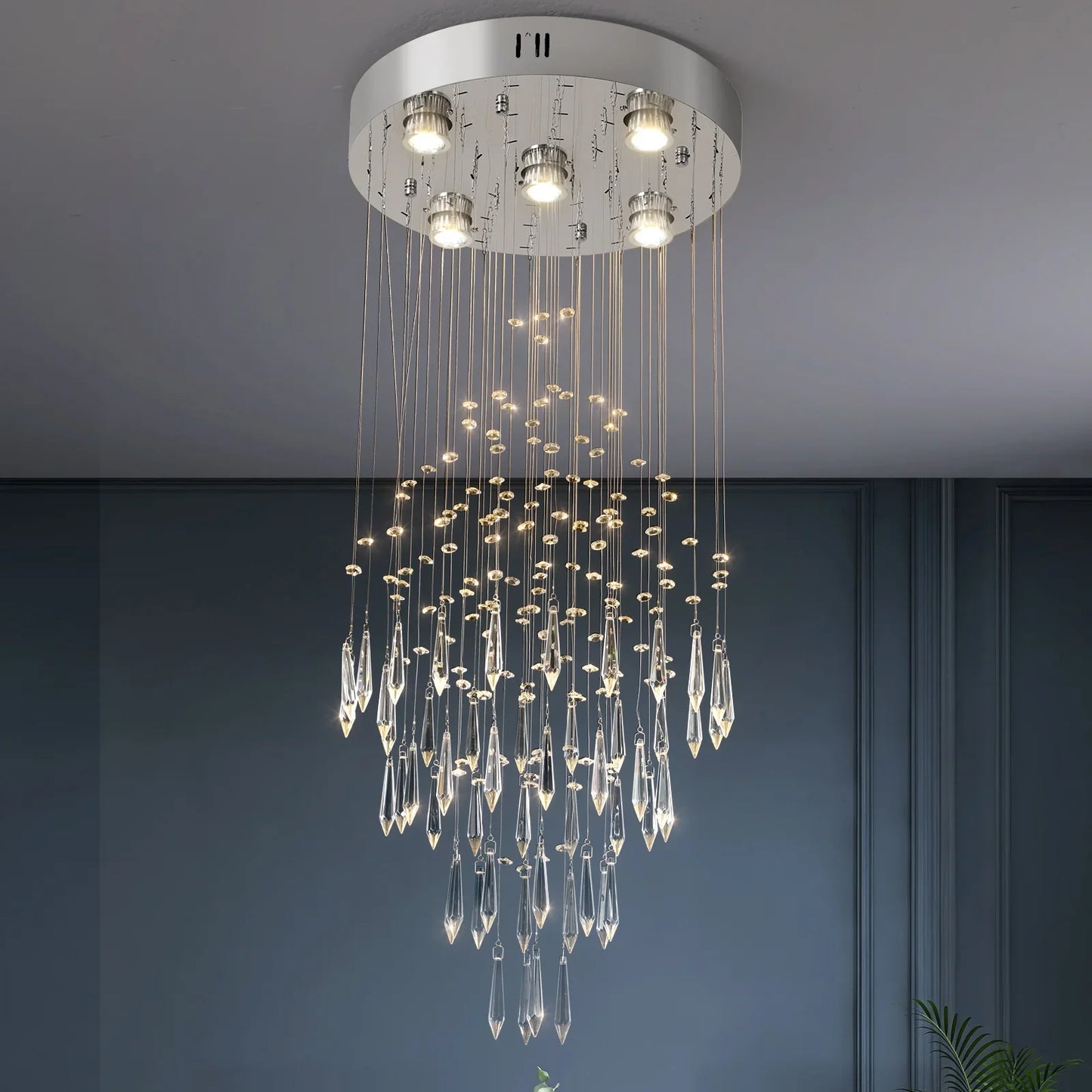 Raindrop Led Crystal Pendant Light Modern Luxury Chandelier Living Dining Room Ceiling Lamps House Decor Lustre Hanging Fixtures