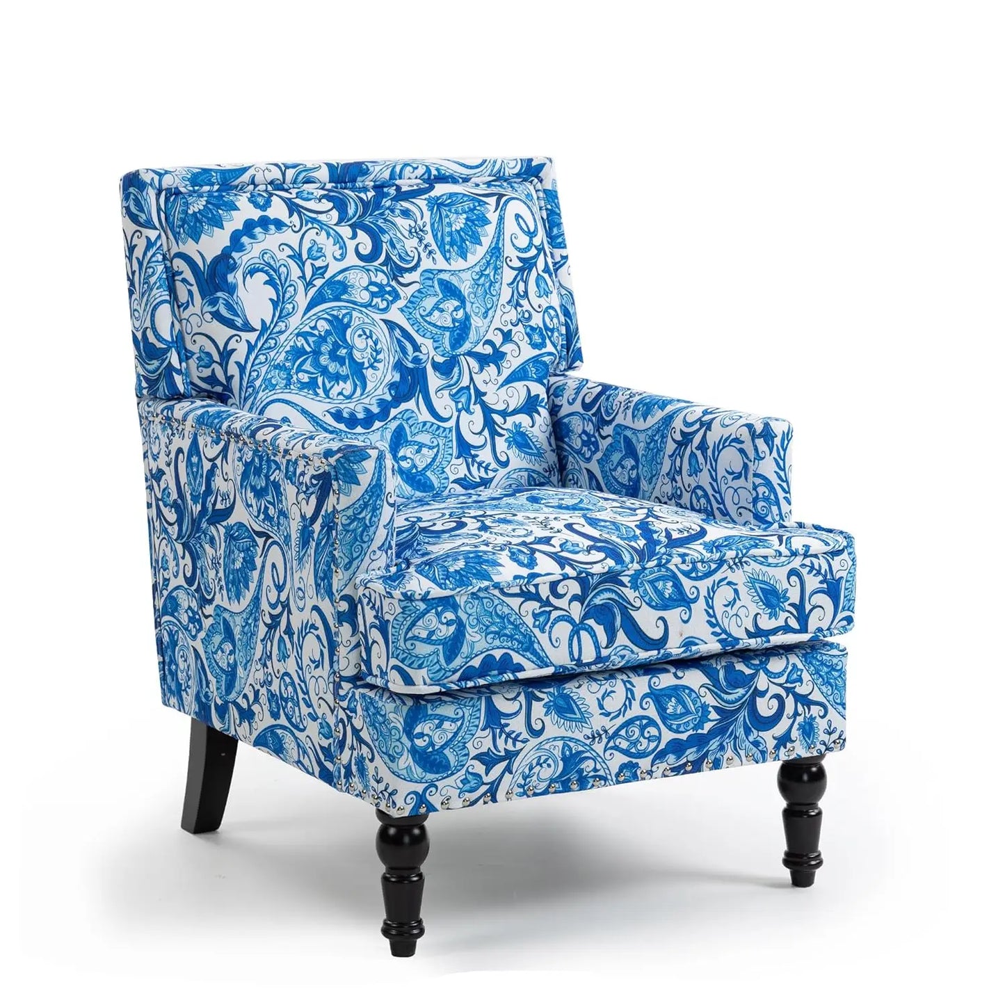 Accent Chair, Comfy Cozy Modern Mid-Century Accent Chairs, Linen Upholstered Lounge Arm Chair with Solid Wood, Customized