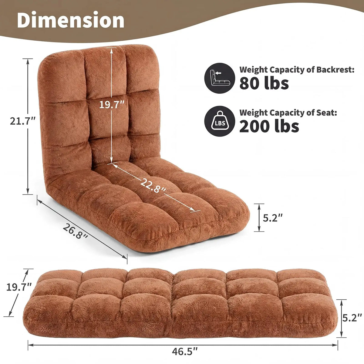 HiMISS Adjustable Floor Chair With Back Support And Foldable Lounge
