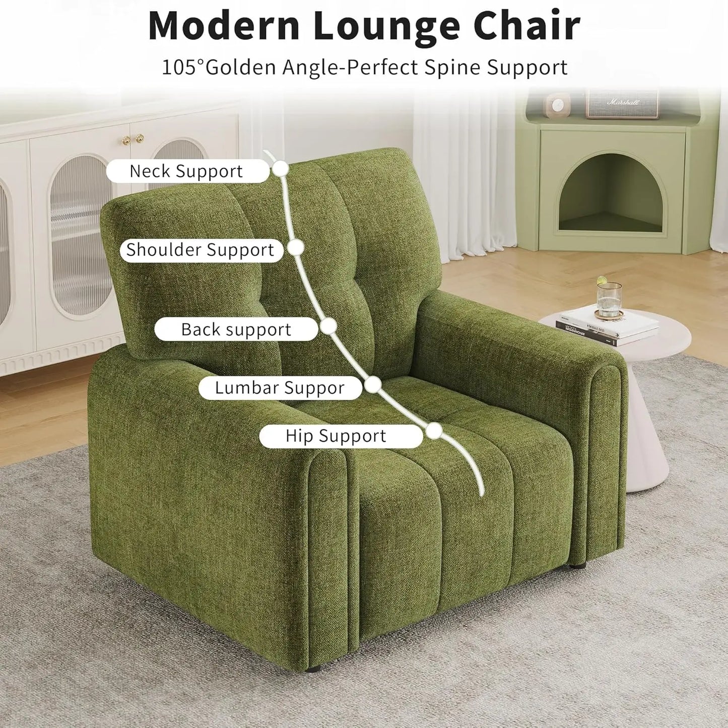 Mid-Century Oversized Accent Chair,Modern Upholstered Living Room Chairs，Wide Comfy Reading Chair for, Customized