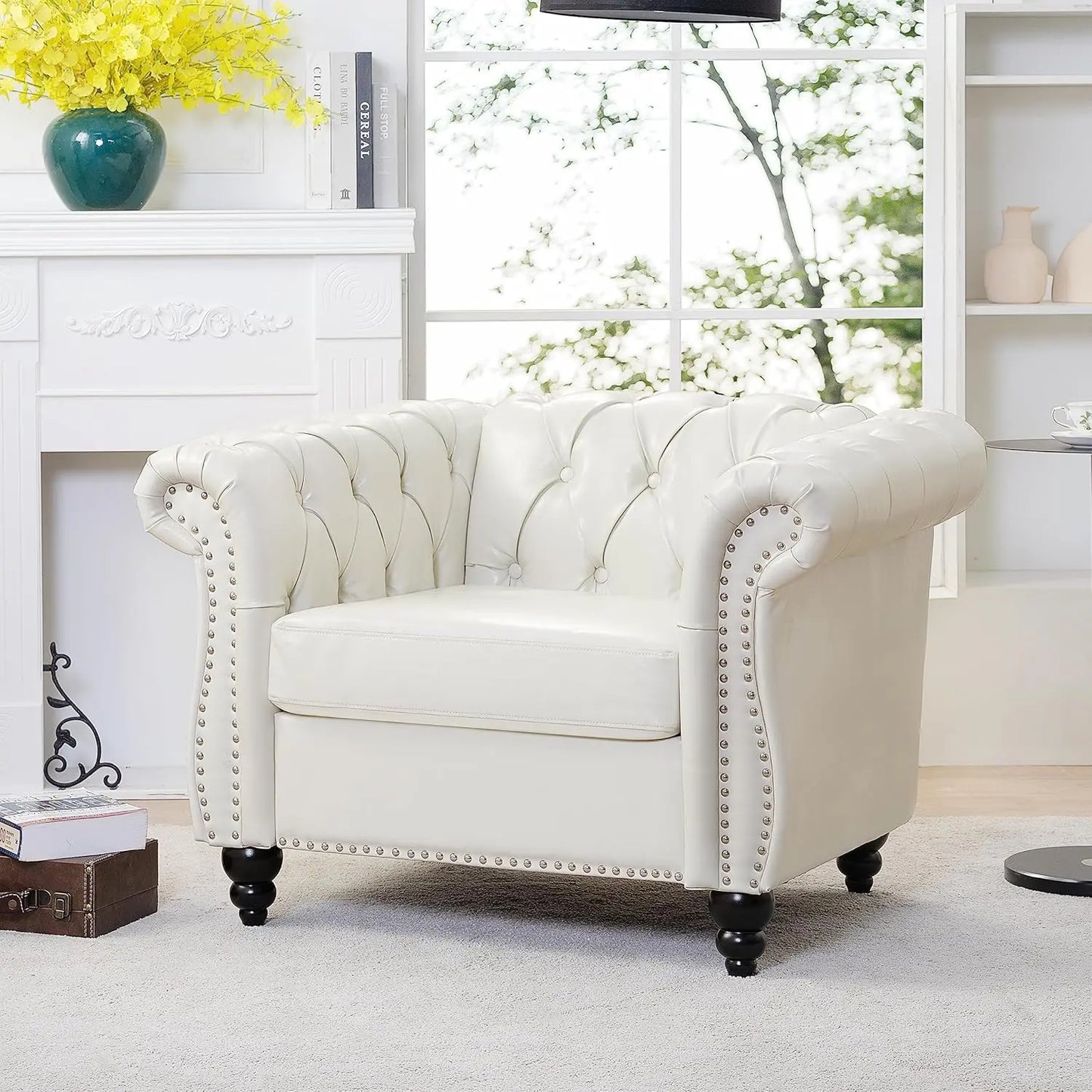 Accent Sofa Chair for Living Room, Modern PU Leather Upholstered Armchair, Oversized Comfy Single Sofa Chair, Customized