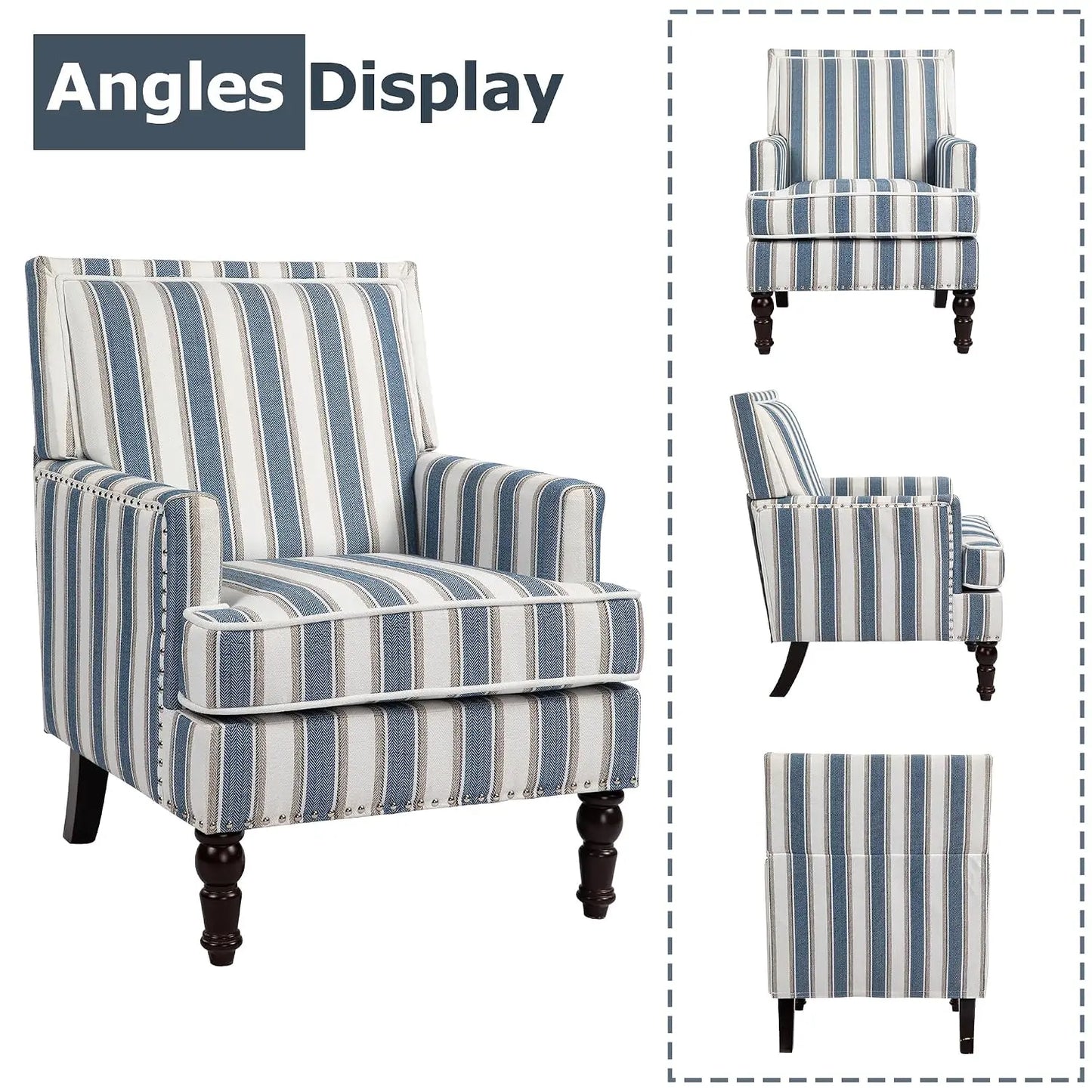 Accent Chair, Comfy Cozy Modern Mid-Century Accent Chairs, Linen Upholstered Lounge Arm Chair with Solid Wood, Customized